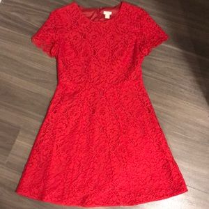 JCrew red lace A Line holiday dress 🎄🌹